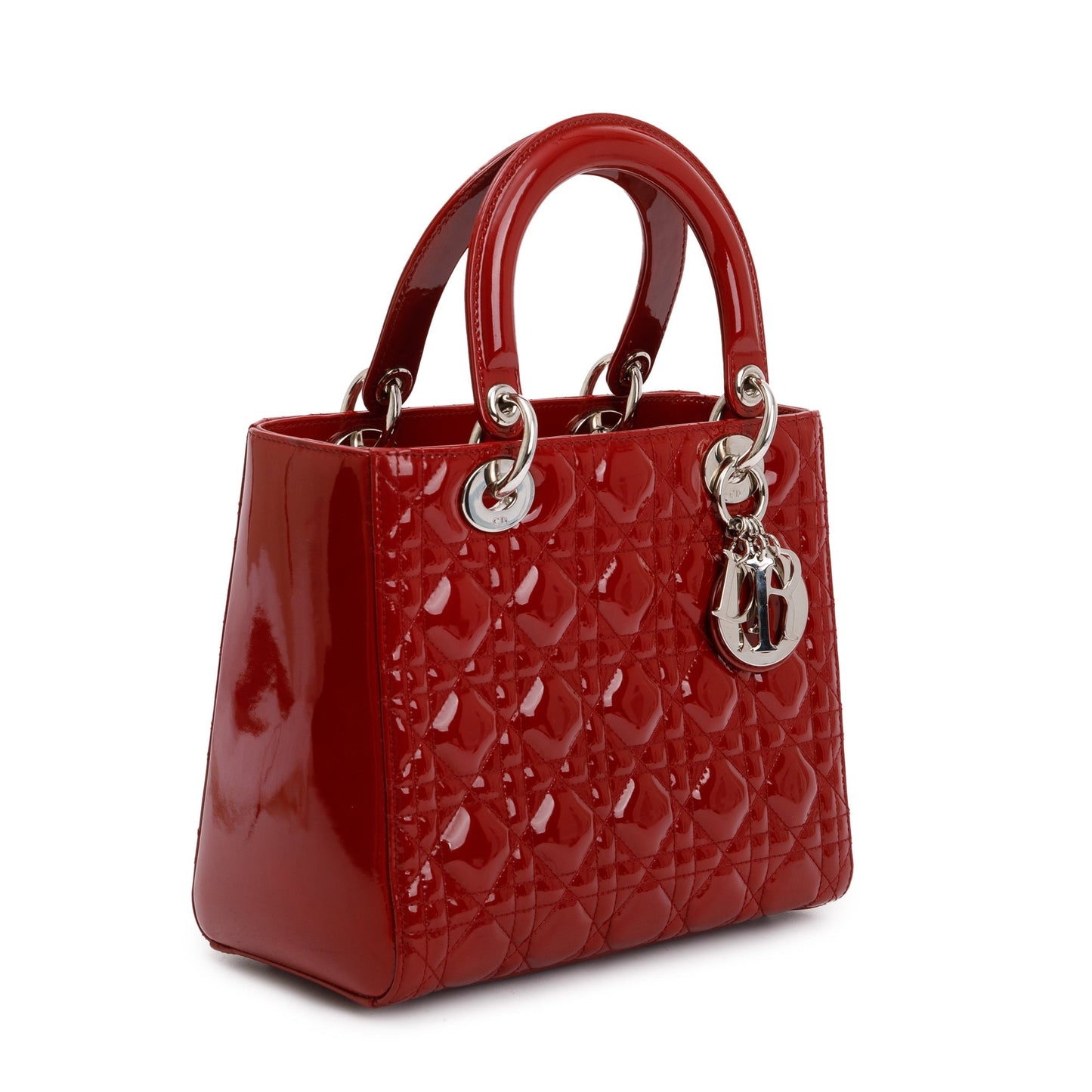 Christian Dior Red Patent Leather Medium Lady Dior Bag