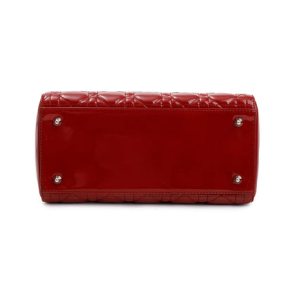 Christian Dior Red Patent Leather Medium Lady Dior Bag