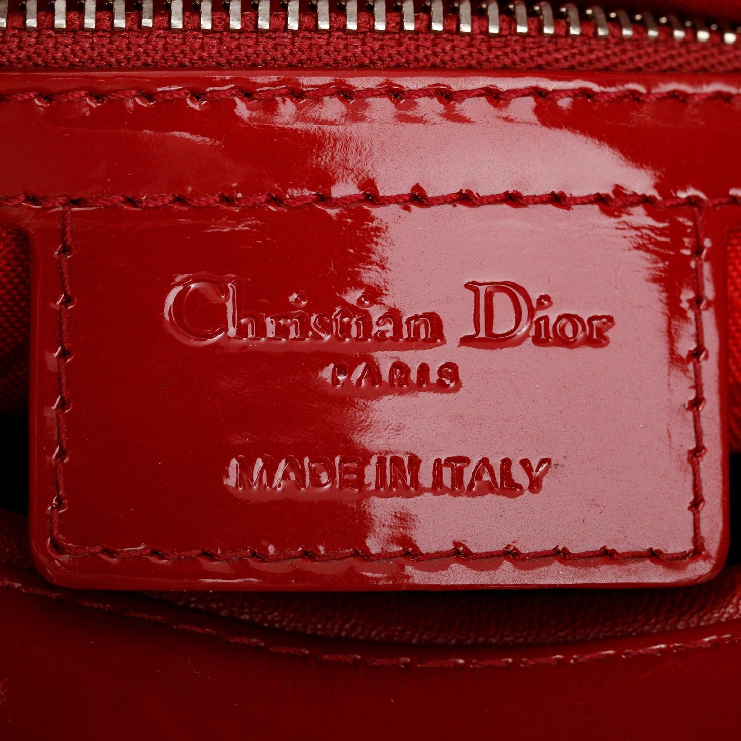 Christian Dior Red Patent Leather Medium Lady Dior Bag