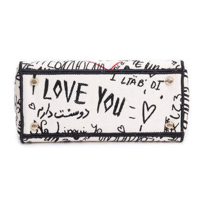 Christian Dior Red/White/Black Canvas Dioramour Graffiti Medium Lady Di-Lite Bag