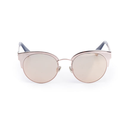 Christian Dior Rose Gold Metal Frame Diorama Mini Round Cat-Eye Sunglasses