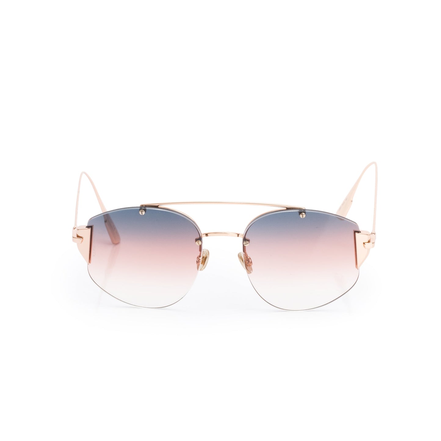 Christian Dior Rose Gold-Tone Metal Frame DiorStronger Aviator Polarized Sunglasses