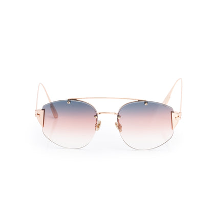 Christian Dior Rose Gold-Tone Metal Frame DiorStronger Aviator Polarized Sunglasses
