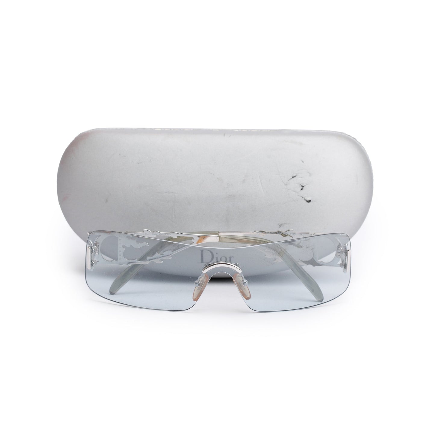 Christian Dior Silver-Tone Strass Dior Fire Rimless Shield Sunglasses