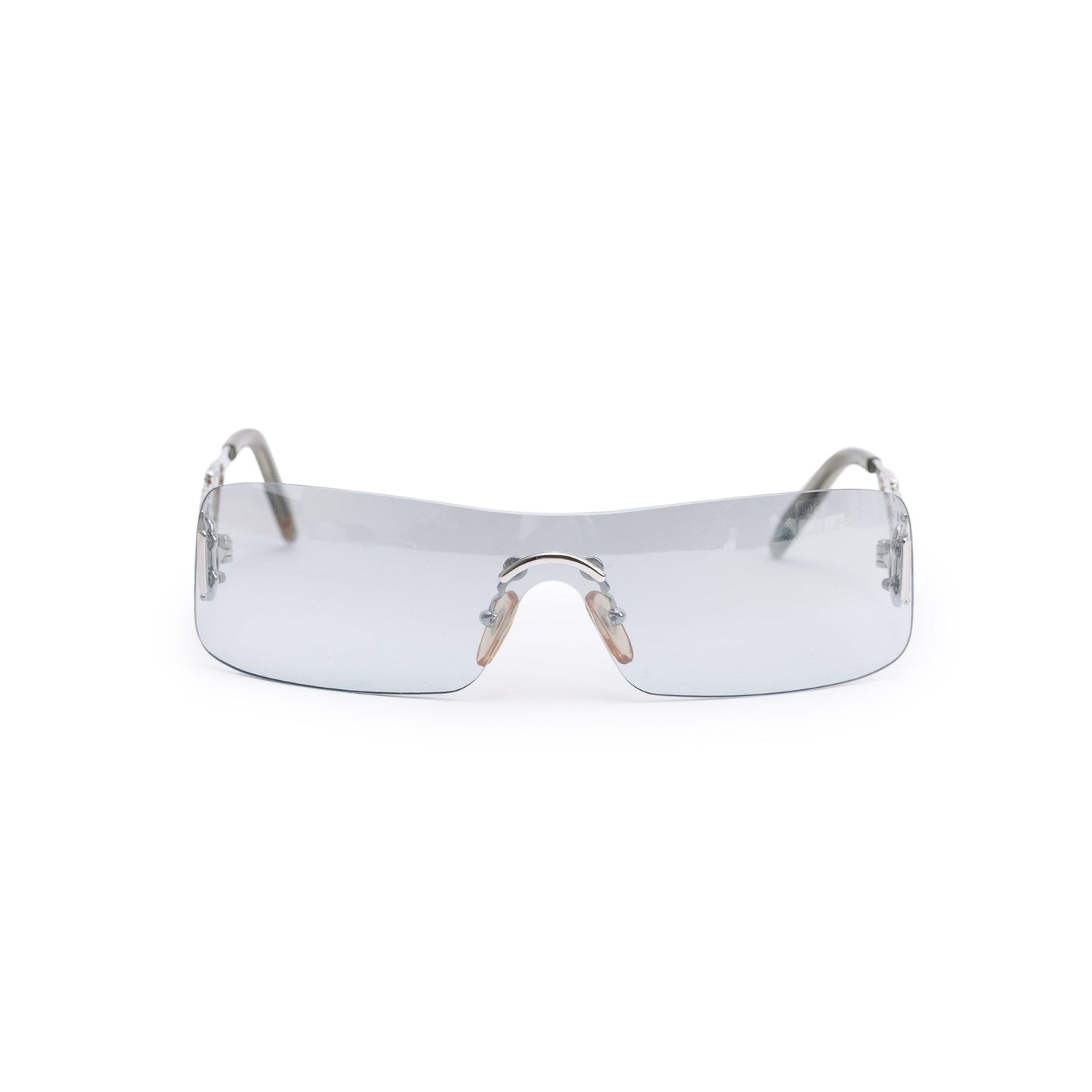 Christian Dior Silver-Tone Strass Dior Fire Rimless Shield Sunglasses