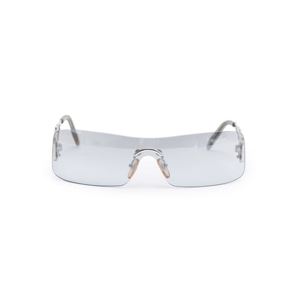 Christian Dior Silver-Tone Strass Dior Fire Rimless Shield Sunglasses
