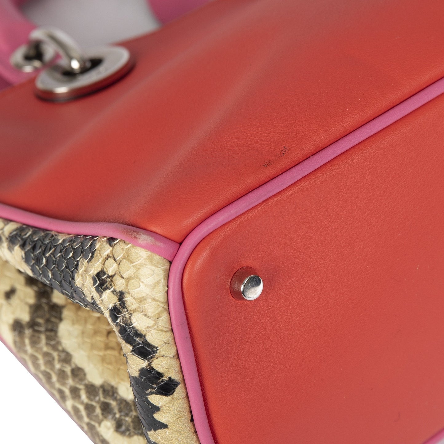 Christian Dior Small Python Trimmed Diorissimo Tote