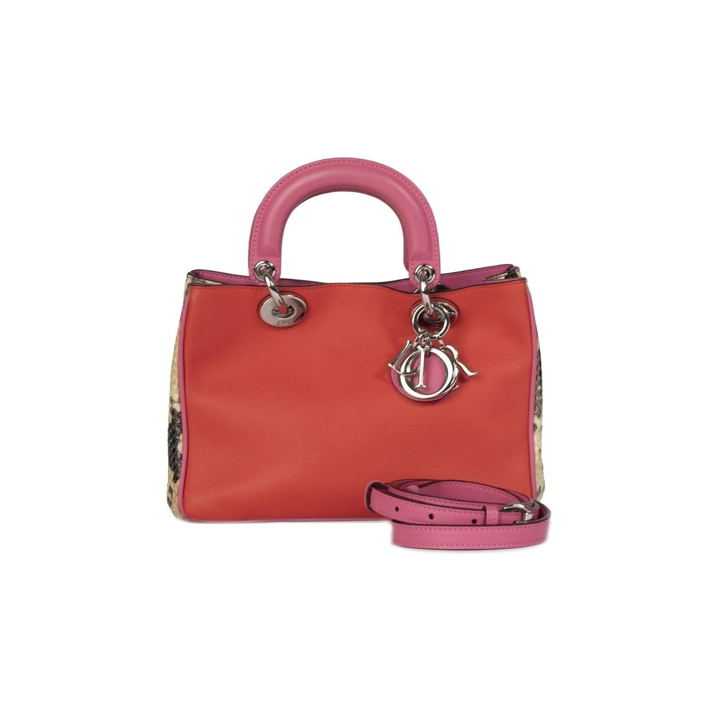 Christian Dior Small Python Trimmed Diorissimo Tote