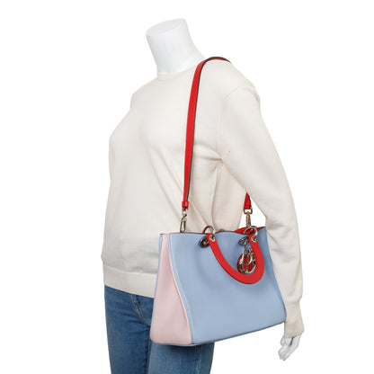 Christian Dior Tricolor Calfskin Leather Medium Diorissimo Tote