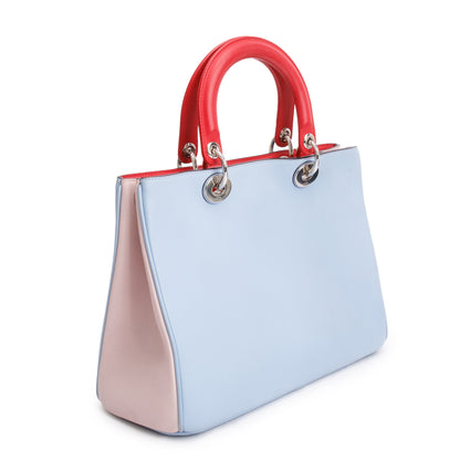 Christian Dior Tricolor Calfskin Leather Medium Diorissimo Tote