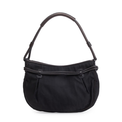 Christian Dior Vintage Black Diorissimo Nylon Bow Charm Bucket Bag