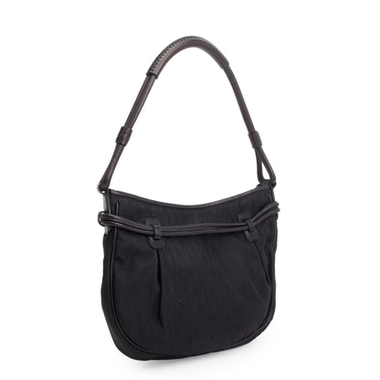 Christian Dior Vintage Black Diorissimo Nylon Bow Charm Bucket Bag
