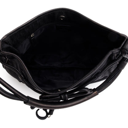 Christian Dior Vintage Black Diorissimo Nylon Bow Charm Bucket Bag
