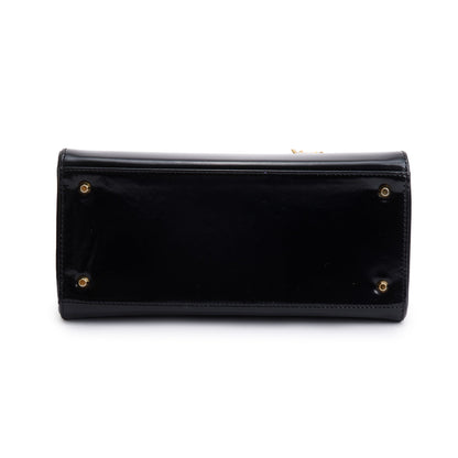 Christian Dior Vintage Black Patent Leather Medium Lady Dior Bag