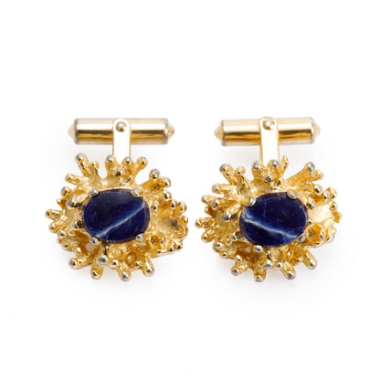 Christian Dior Vintage Gold Plated Blue Sodalite Cufflinks