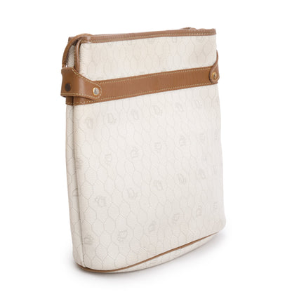 Christian Dior Vintage Honeycomb Canvas Tan Leather Bucket Bag