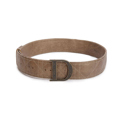 Christian Dior Vintage Metallic Brown Cannage Leather Belt 80