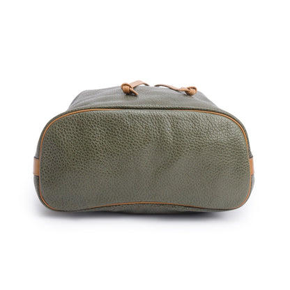 Christian Dior Vintage Olive Green/Tan leather Drawstring Bag