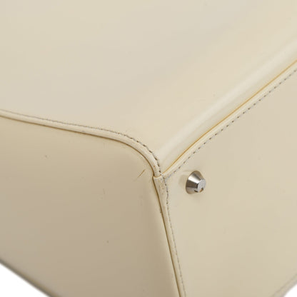 Christian Dior Vintage White Patent Leather Medium Lady Dior Bag