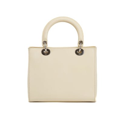 Christian Dior Vintage White Patent Leather Medium Lady Dior Bag