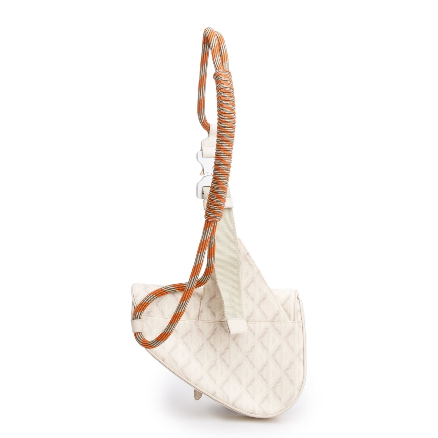 Christian Dior White CD Diamond Coated Canvas Nautic Saddle Crossbody Bag