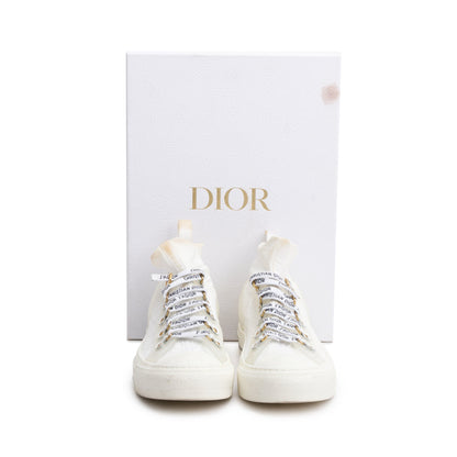 Christian Dior White Cannage Cotton Knit Canvas Rubber Walk'N'Dior High Top Sneakers, Size 39