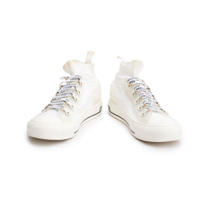 Christian Dior White Cannage Cotton Knit Canvas Rubber Walk'N'Dior High Top Sneakers, Size 39