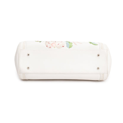 Christian Dior White Embroidered Calfskin Leather Small Detective Bag