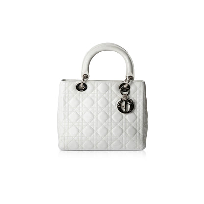 Christian Dior White Medium Lady Dior Bag