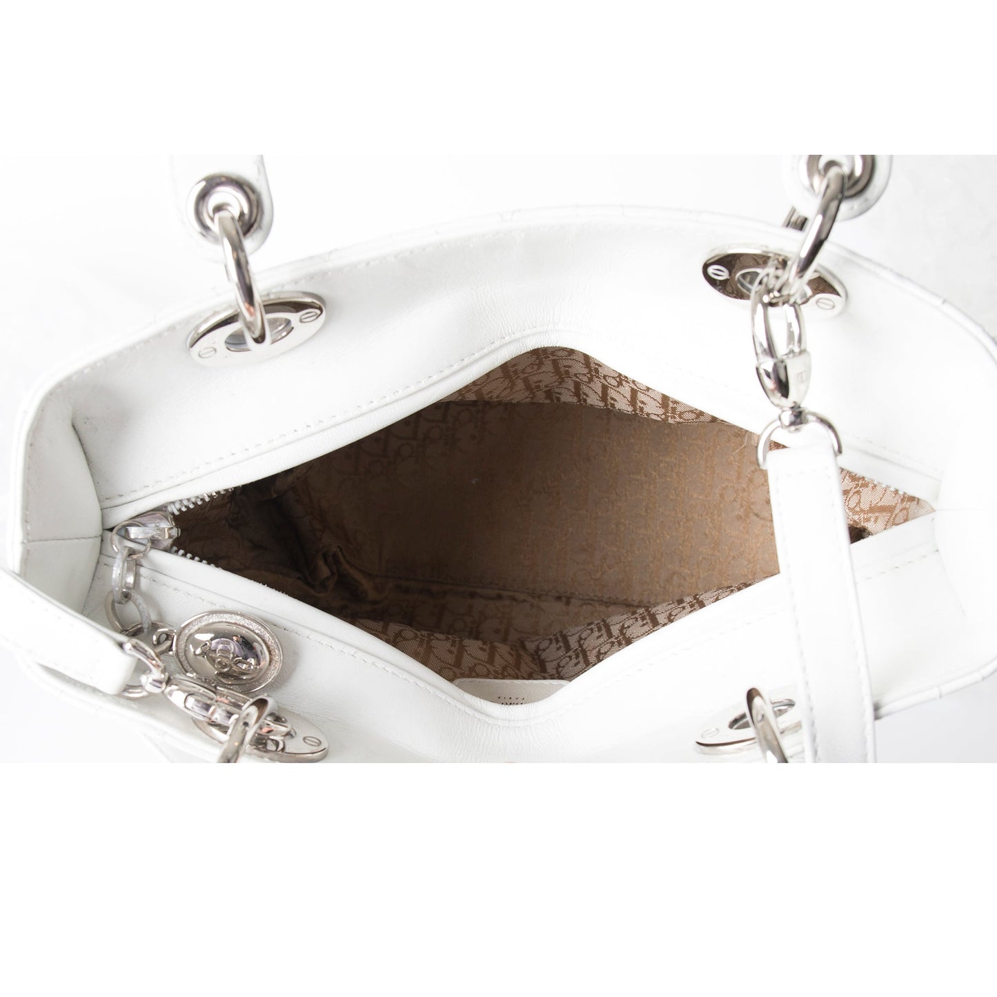 Christian Dior White Medium Lady Dior Bag