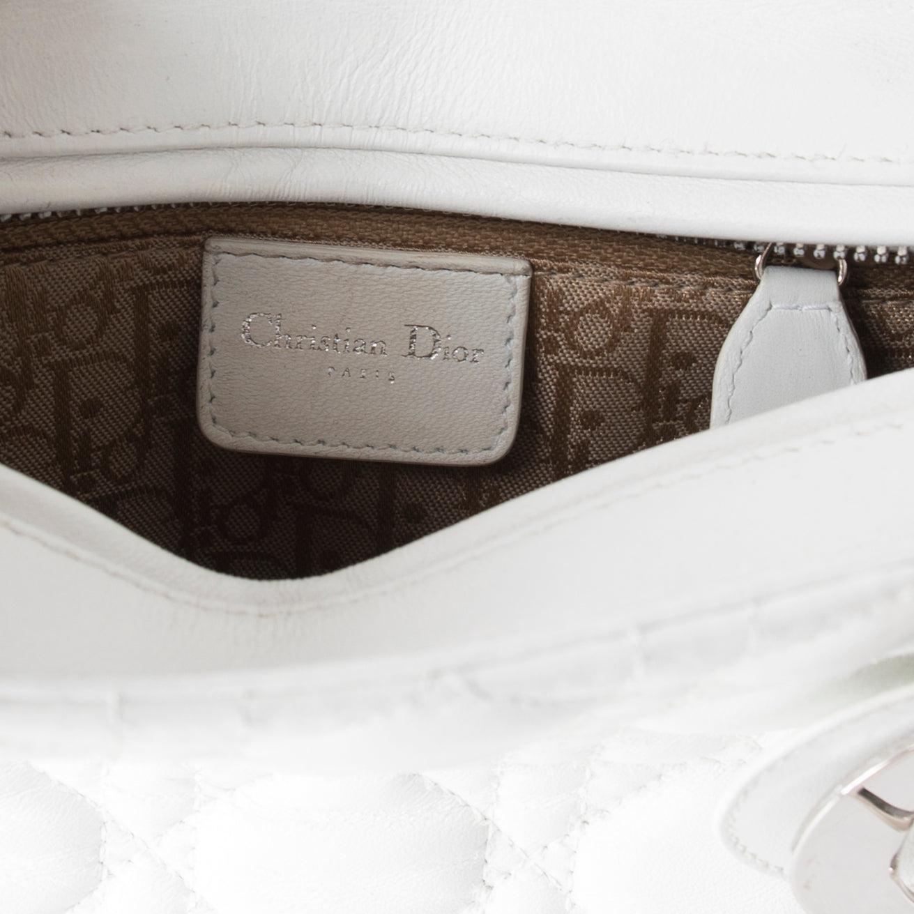 Christian Dior White Medium Lady Dior Bag