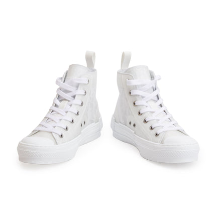Christian Dior White Oblique Transparent Canvas B23 High-Top Sneakers, Size 37