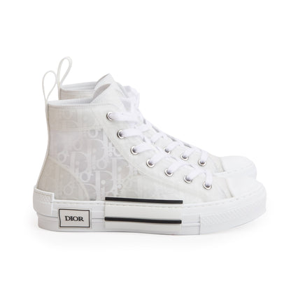 Christian Dior White Oblique Transparent Canvas B23 High-Top Sneakers, Size 37