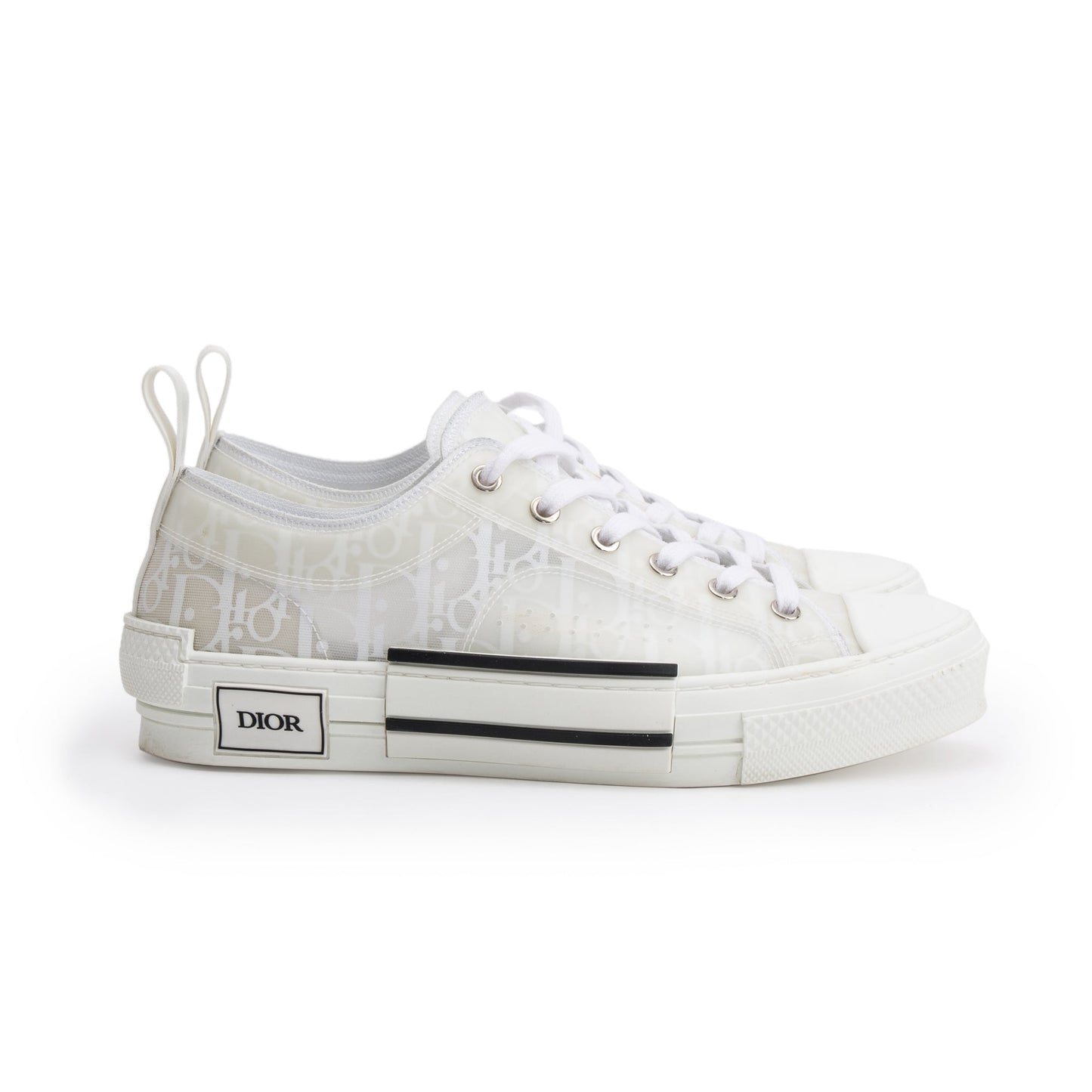 Christian Dior White Oblique Transparent Canvas B23 Low Sneakers, Size 40