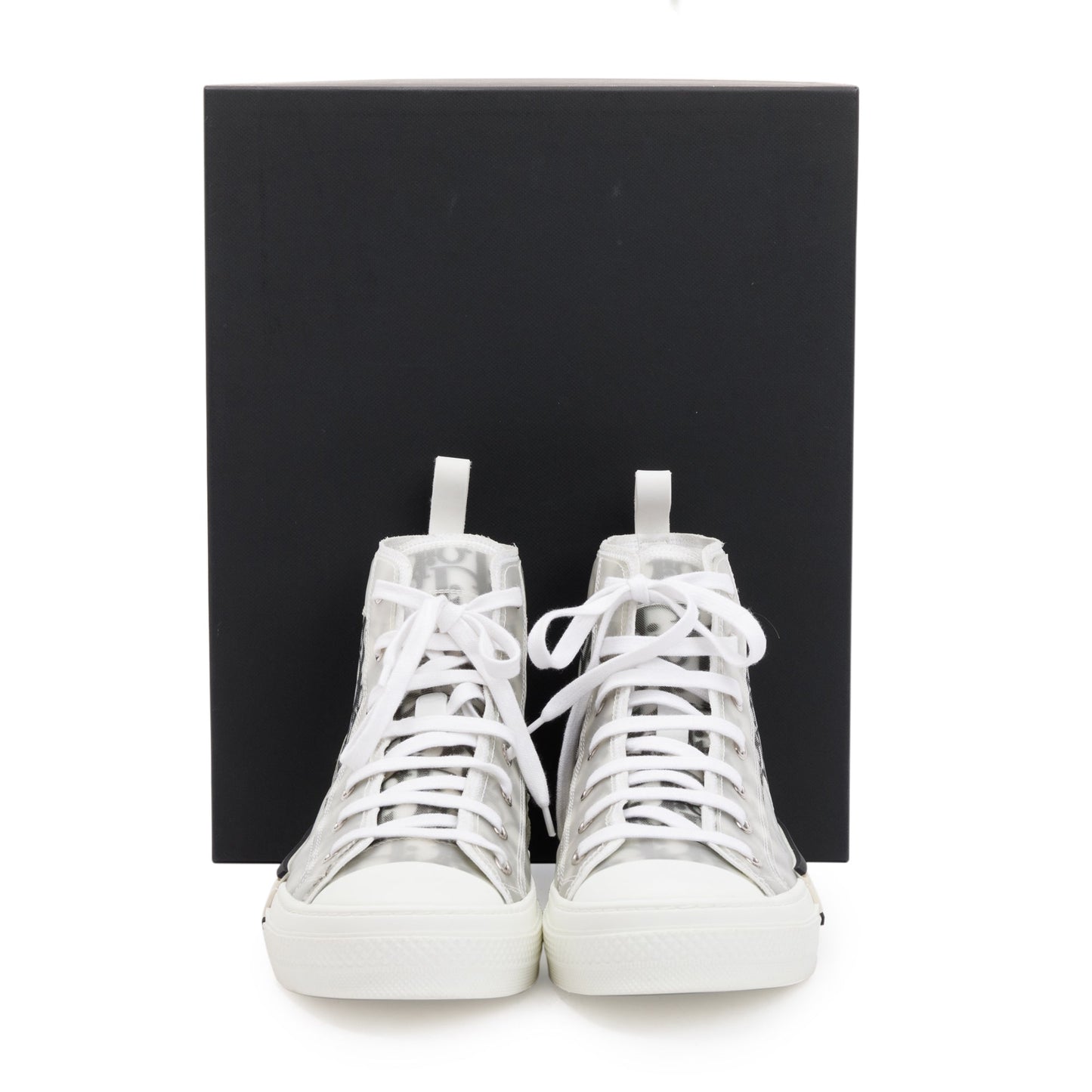 Christian Dior White/Black Oblique Canvas B23 High-Top Sneakers, Size 43
