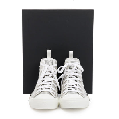 Christian Dior White/Black Oblique Canvas B23 High-Top Sneakers, Size 43