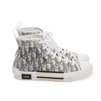 Christian Dior White/Black Oblique Canvas B23 High-Top Sneakers, Size 43