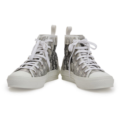 Christian Dior White/Black Oblique Canvas B23 High-Top Sneakers, Size 43