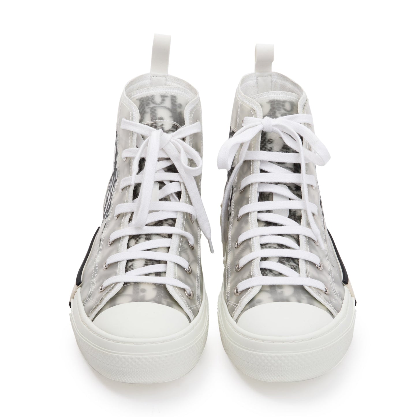 Christian Dior White/Black Oblique Canvas B23 High-Top Sneakers, Size 43
