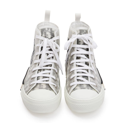 Christian Dior White/Black Oblique Canvas B23 High-Top Sneakers, Size 43