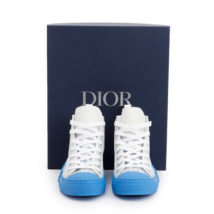 Christian Dior White/Blue Oblique Canvas B23 High-Top Sneakers, Size 38