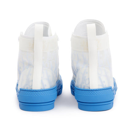 Christian Dior White/Blue Oblique Canvas B23 High-Top Sneakers, Size 38
