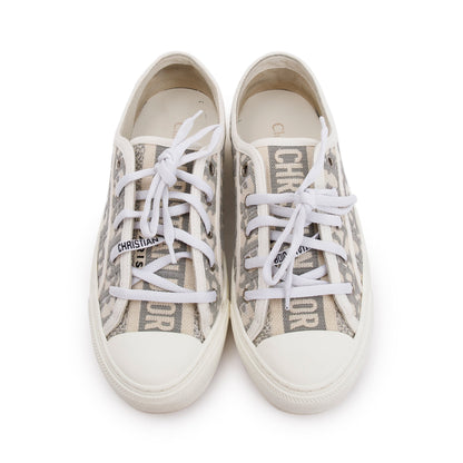 Christian Dior White/Grey Oblique Canvas Walk'N'Dior Sneakers, Size 37.5