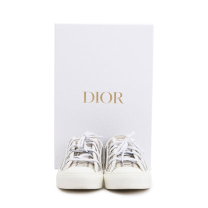 Christian Dior White/Grey Oblique Canvas Walk'N'Dior Sneakers, Size 37.5