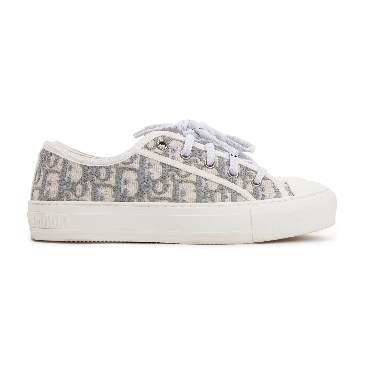 Christian Dior White/Grey Oblique Canvas Walk'N'Dior Sneakers, Size 37.5