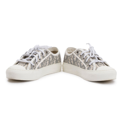 Christian Dior White/Grey Oblique Canvas Walk'N'Dior Sneakers, Size 37.5