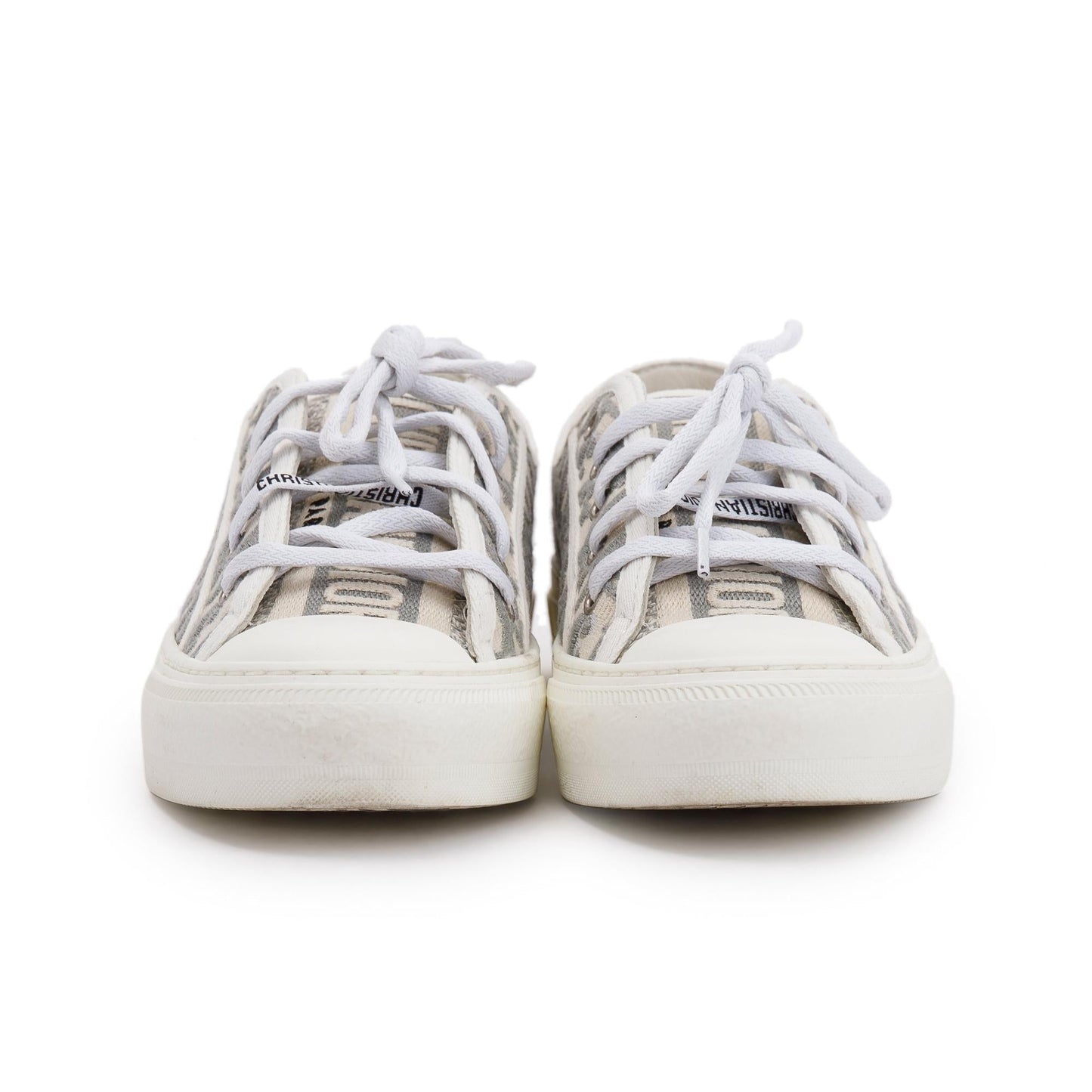 Christian Dior White/Grey Oblique Canvas Walk'N'Dior Sneakers, Size 37.5