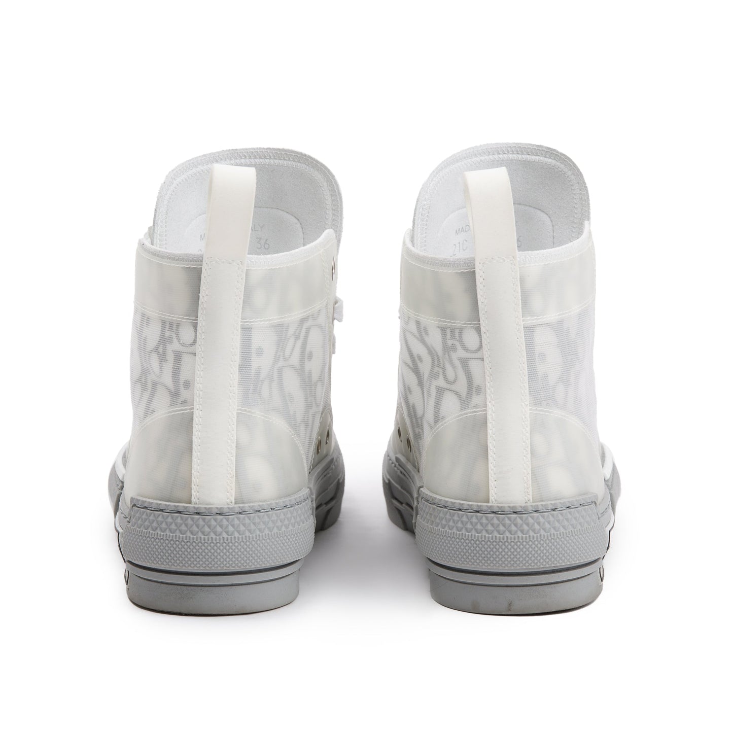 Christian Dior White/Grey Oblique Transparent Canvas B23 High-Top Sneakers, Size 36