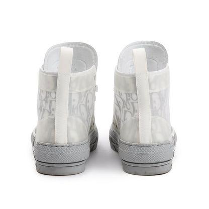 Christian Dior White/Grey Oblique Transparent Canvas B23 High-Top Sneakers, Size 36