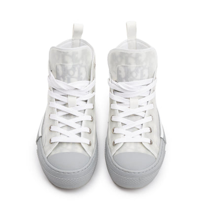 Christian Dior White/Grey Oblique Transparent Canvas B23 High-Top Sneakers, Size 36